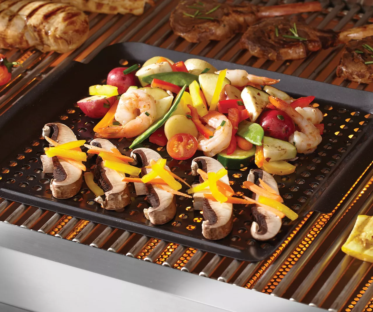 Non-Stick Barbecue Grill Topper, (12" X 12") 4 Non-Stick Barbecue Grill Topper, (12" X 12") - Image 2