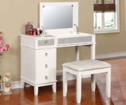 Piper White Mirror Vanity Set With Stool 8 Piper White Mirror Vanity Set With Stool -Household Items Sale 810389501 3