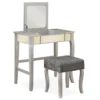 Betty Silver Mirror Vanity Set With Stool -Household Items Sale 810389504 1