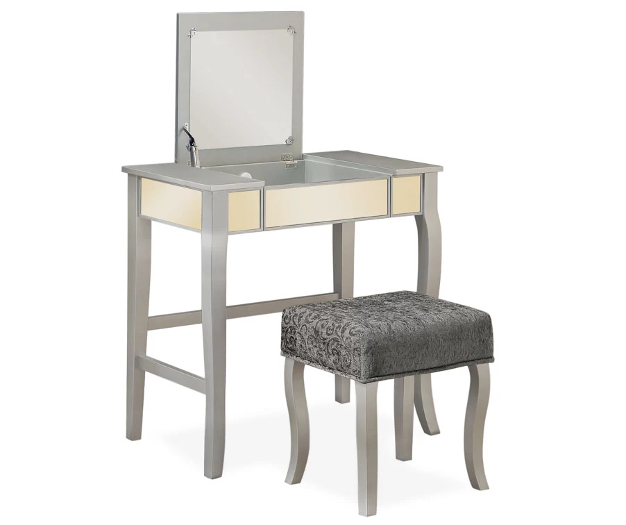 Betty Silver Mirror Vanity Set With Stool 3 Betty Silver Mirror Vanity Set With Stool