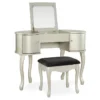 Kelly Silver Rounded Mirror Vanity Set With Stool -Household Items Sale 810389505 1