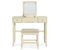Caroline Cream Mirror Vanity Set With Stool -Household Items Sale 810389506 3
