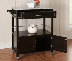 Black Double Door Kitchen Cart With Granite Top 6 Black Double Door Kitchen Cart With Granite Top -Household Items Sale 810389517 1 1