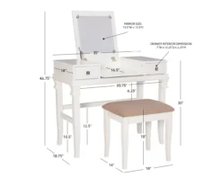 Martha Mirror Vanity Set With Stool -Household Items Sale 810389524 A8
