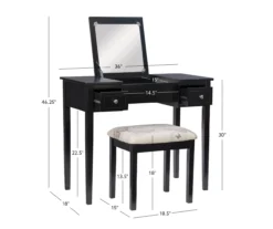 Black Butterfly Mirror Vanity Set With Stool -Household Items Sale 810389539 A8