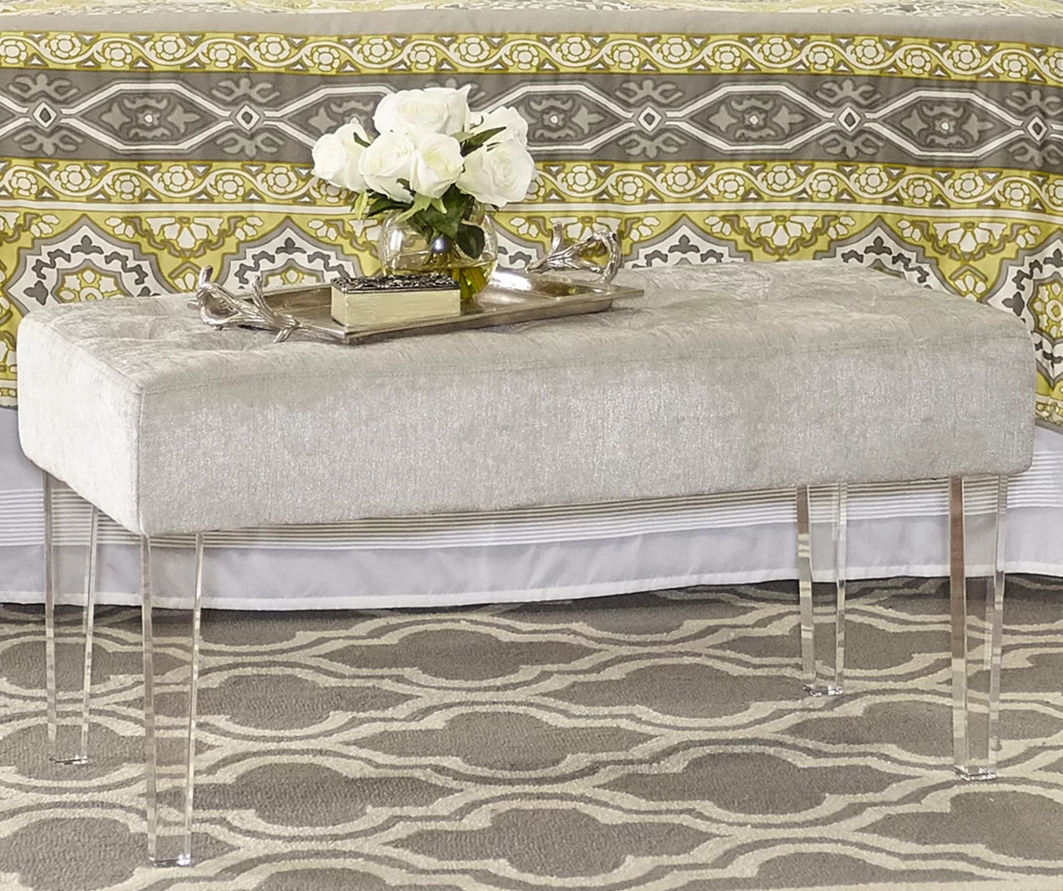 Marie Platinum Padded Glam Acrylic Bench 5 Marie Platinum Padded Glam Acrylic Bench - Image 3