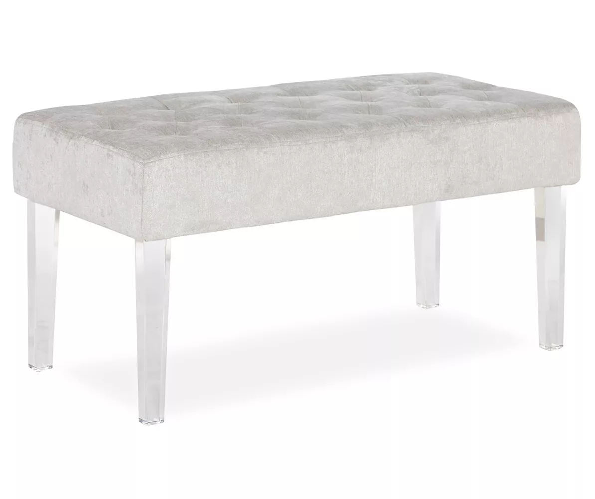 Marie Platinum Padded Glam Acrylic Bench 3 Marie Platinum Padded Glam Acrylic Bench