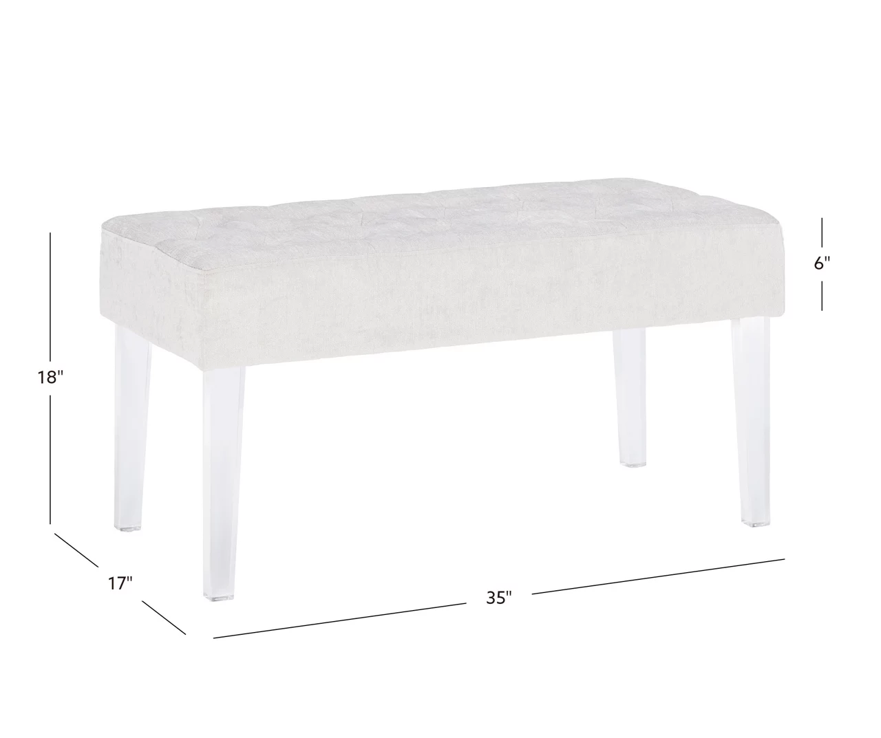 Marie Platinum Padded Glam Acrylic Bench 10 Marie Platinum Padded Glam Acrylic Bench - Image 8