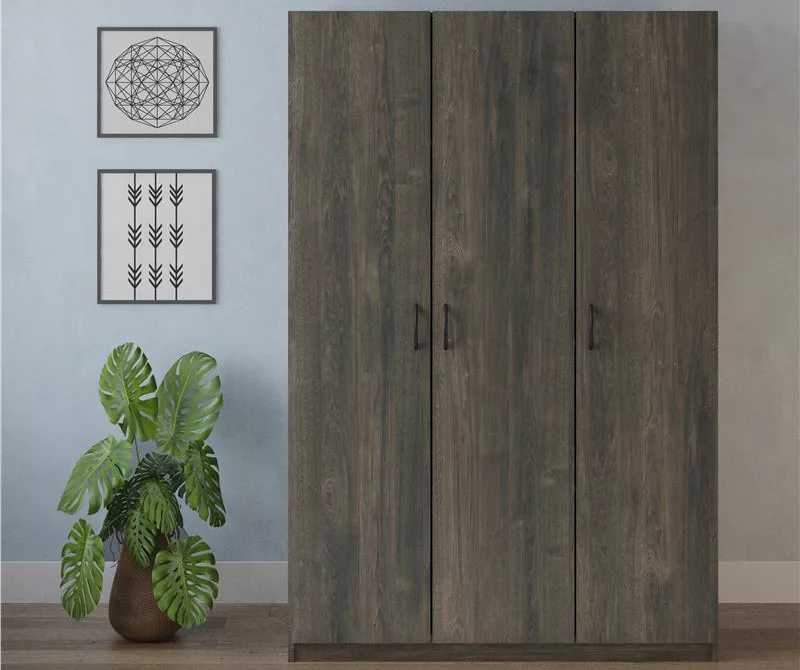 Rodeo Weathered Oak 3-Door Wardrobe 5 Rodeo Weathered Oak 3-Door Wardrobe - Image 3