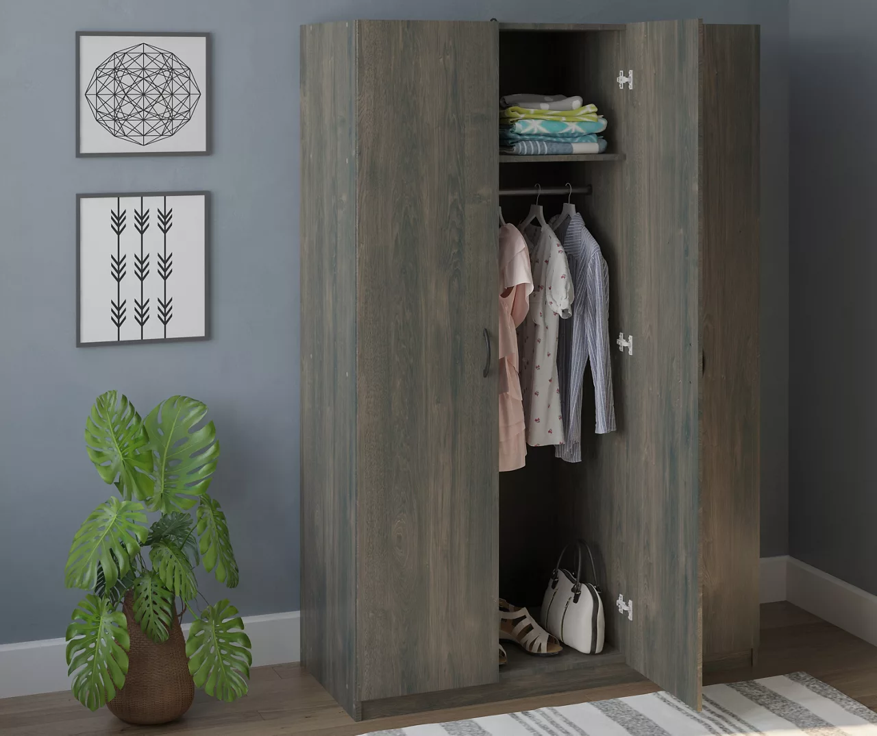 Rodeo Weathered Oak 3-Door Wardrobe 6 Rodeo Weathered Oak 3-Door Wardrobe - Image 4