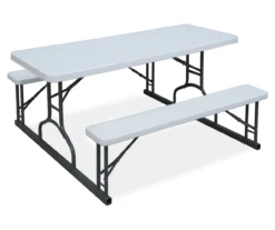 White Resin 2-Bench Picnic Table