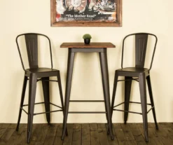 Elm Wood Rustic Wood & Steel Square Bar Table 6 Elm Wood Rustic Wood & Steel Square Bar Table -Household Items Sale 810428889 1 1