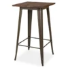 Elm Wood Rustic Wood & Steel Square Bar Table -Household Items Sale 810428889 1