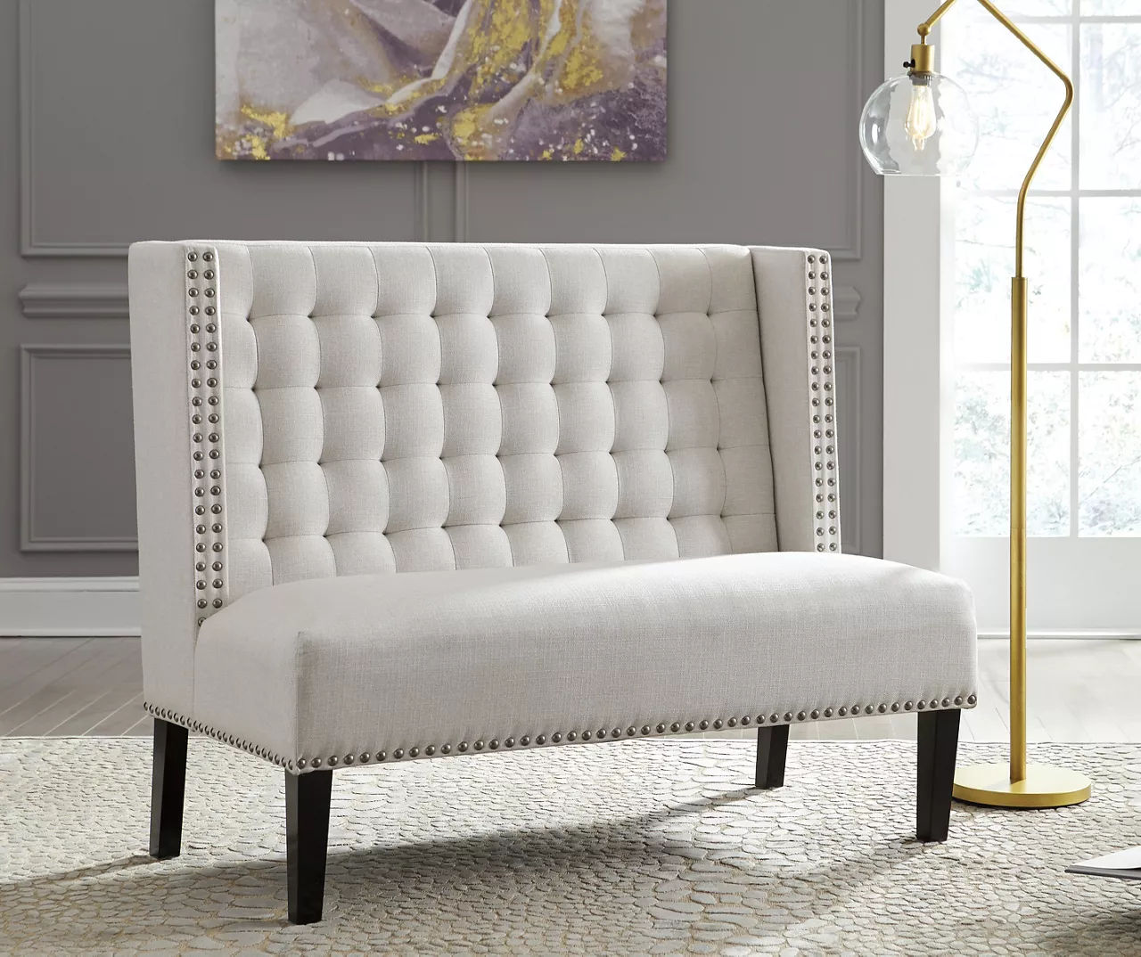 Beauland Ivory Wingback Accent Bench 3 Beauland Ivory Wingback Accent Bench