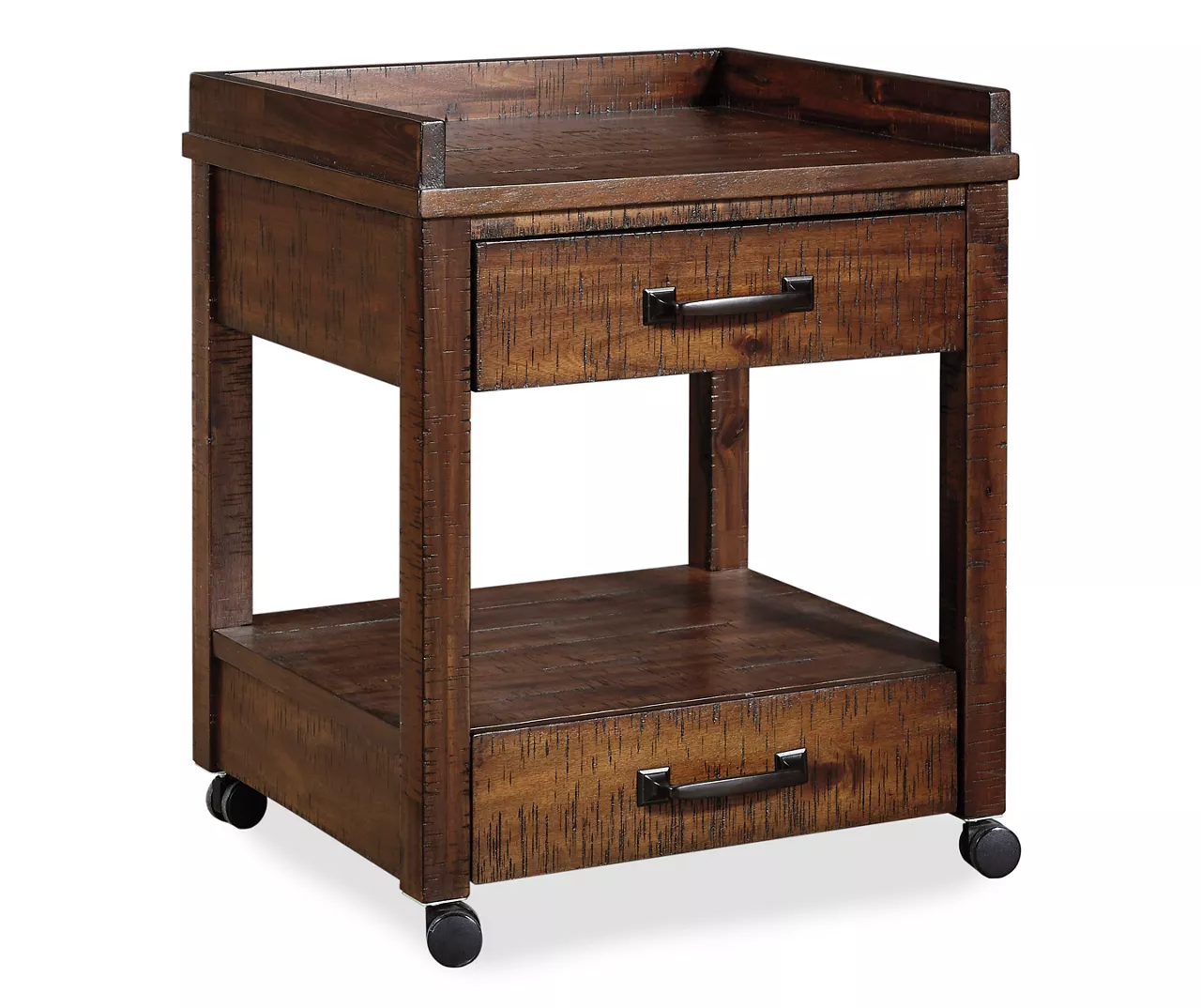 Baldridge Rustic Brown 2-Drawer Rolling Printer Stand 3 Baldridge Rustic Brown 2-Drawer Rolling Printer Stand