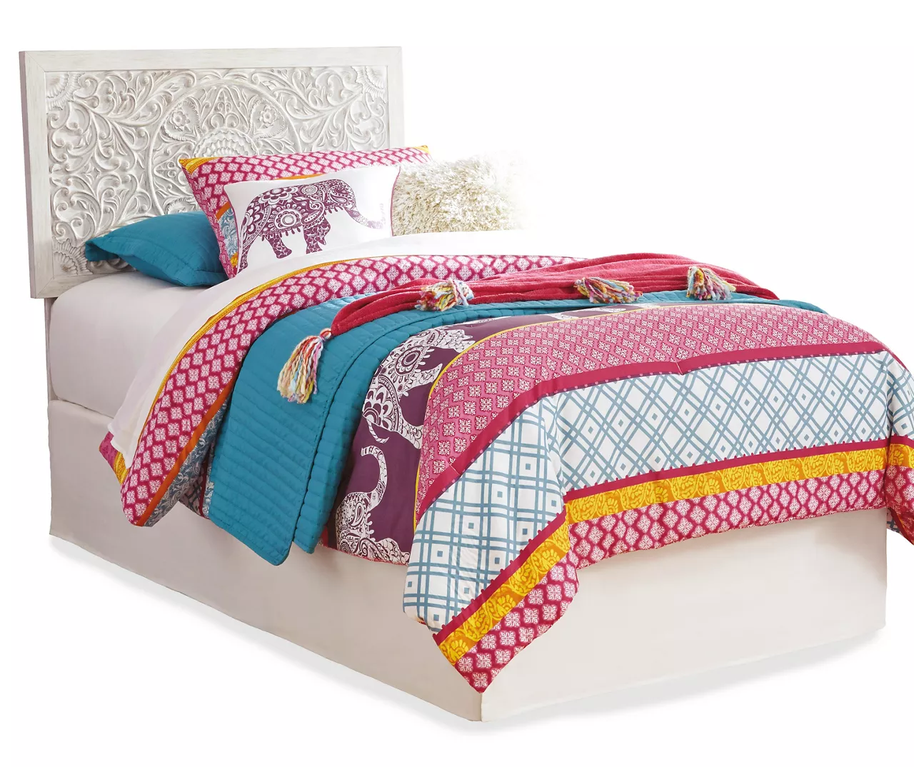 Paxberry Whitewash Carved Medallion Twin Headboard 3 Paxberry Whitewash Carved Medallion Twin Headboard