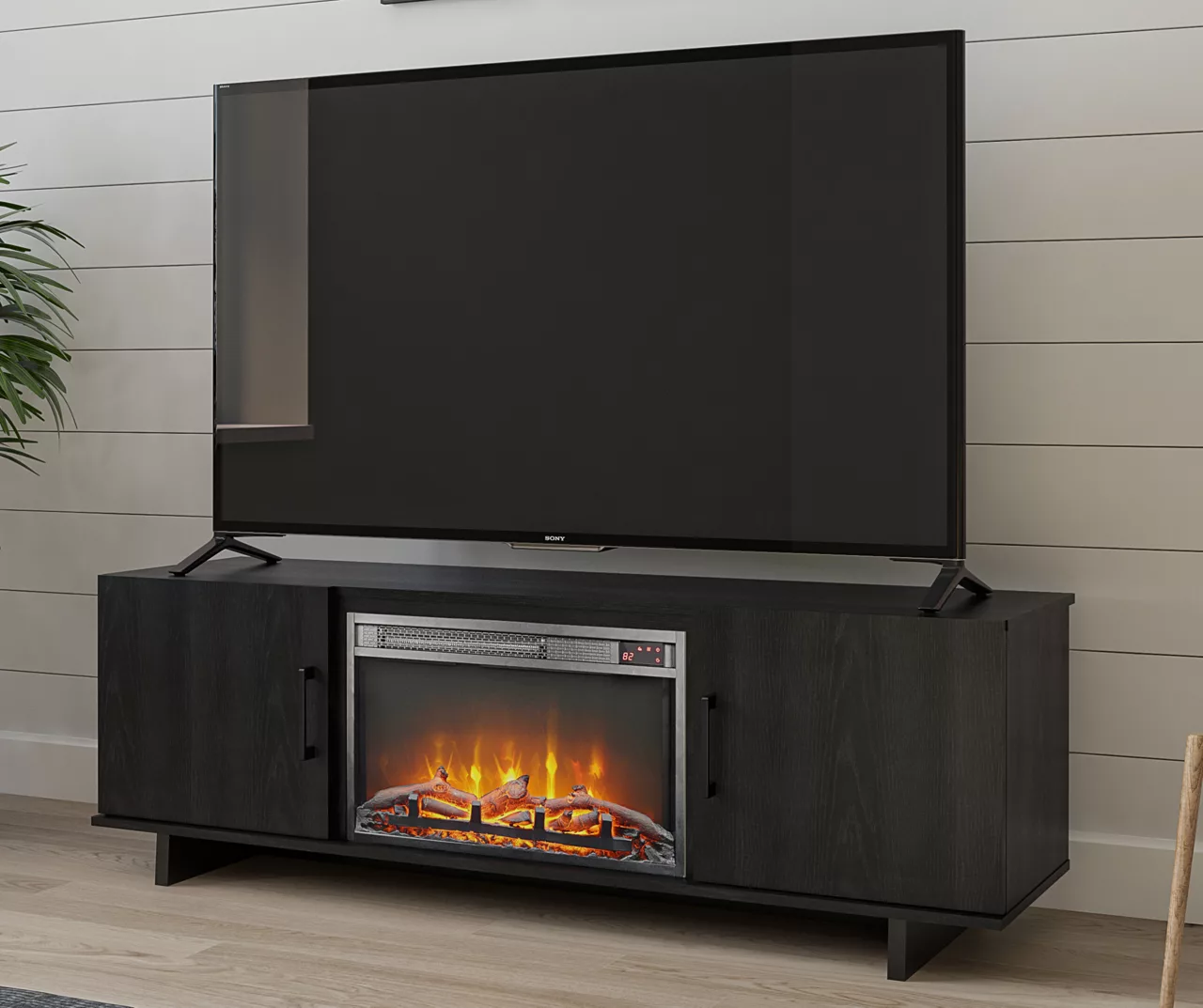 60" Hyde Black Oak Electric Fireplace Console 4 60" Hyde Black Oak Electric Fireplace Console - Image 2