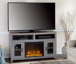 54" Bridgeport Gray Glass Door Electric Fireplace Console -Household Items Sale 810465024 2