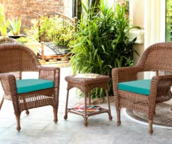Honey 3-Piece Cushioned Patio All-Weather Wicker Chat Set
