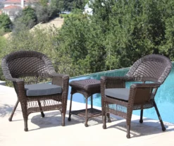 Espresso 3-Piece Cushioned Patio All-Weather Wicker Chat Set 24 Espresso 3-Piece Cushioned Patio All-Weather Wicker Chat Set -Household Items Sale 810478210