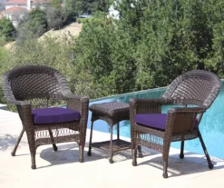 Espresso 3-Piece Cushioned Patio All-Weather Wicker Chat Set 28 Espresso 3-Piece Cushioned Patio All-Weather Wicker Chat Set -Household Items Sale 810478262
