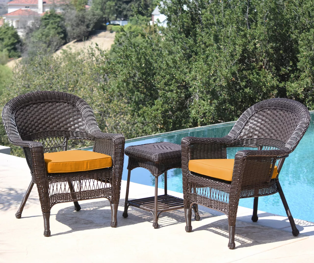 Espresso 3-Piece Cushioned Patio All-Weather Wicker Chat Set 11 Espresso 3-Piece Cushioned Patio All-Weather Wicker Chat Set - Image 9