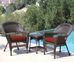 Espresso 3-Piece Cushioned Patio All-Weather Wicker Chat Set 35 Espresso 3-Piece Cushioned Patio All-Weather Wicker Chat Set -Household Items Sale 810478267