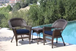 Espresso 3-Piece Cushioned Patio All-Weather Wicker Chat Set 31 Espresso 3-Piece Cushioned Patio All-Weather Wicker Chat Set -Household Items Sale 810478270