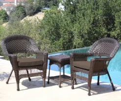 Espresso 3-Piece Cushioned Patio All-Weather Wicker Chat Set 34 Espresso 3-Piece Cushioned Patio All-Weather Wicker Chat Set -Household Items Sale 810478271