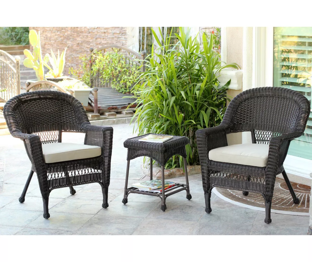 Espresso 3-Piece Cushioned Patio All-Weather Wicker Chat Set 19 Espresso 3-Piece Cushioned Patio All-Weather Wicker Chat Set - Image 17