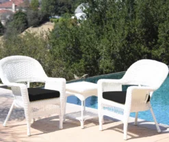 White 3-Piece Cushioned Patio All-Weather Wicker Chat Set 36 White 3-Piece Cushioned Patio All-Weather Wicker Chat Set -Household Items Sale 810478396