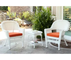 White 3-Piece Cushioned Patio All-Weather Wicker Chat Set 40 White 3-Piece Cushioned Patio All-Weather Wicker Chat Set -Household Items Sale 810478397 1