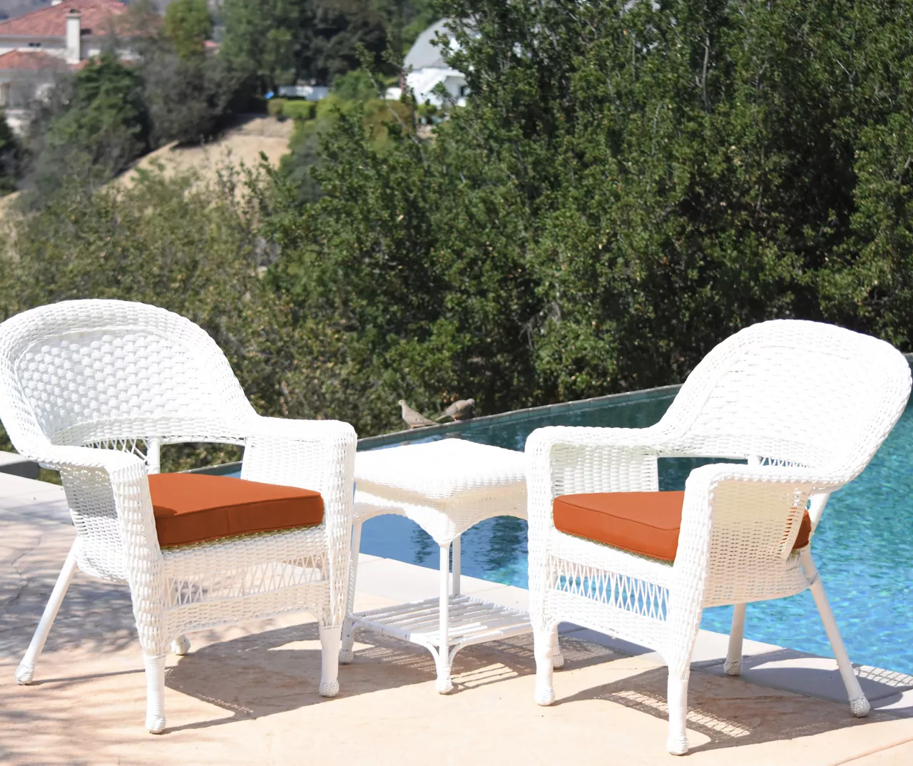 White 3-Piece Cushioned Patio All-Weather Wicker Chat Set 10 White 3-Piece Cushioned Patio All-Weather Wicker Chat Set - Image 8