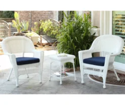 White 3-Piece Cushioned Patio All-Weather Wicker Chat Set 41 White 3-Piece Cushioned Patio All-Weather Wicker Chat Set -Household Items Sale 810478398 1