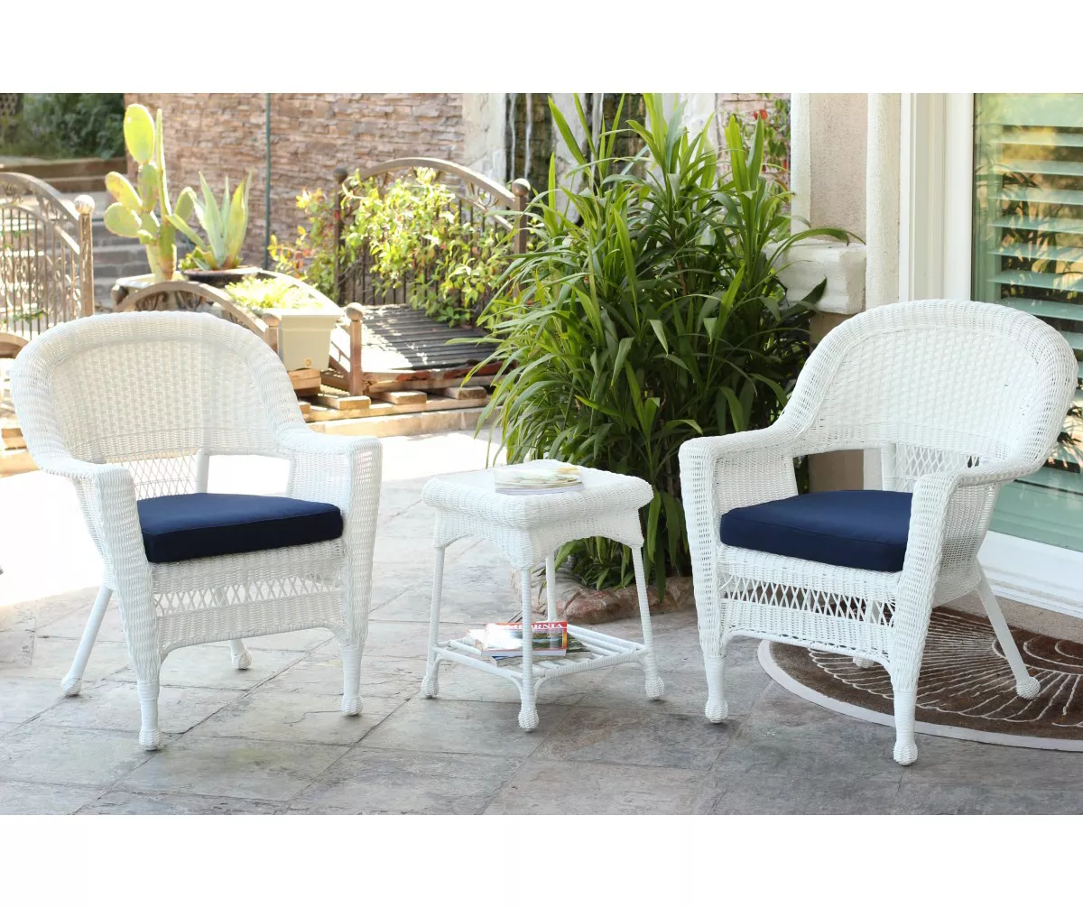 White 3-Piece Cushioned Patio All-Weather Wicker Chat Set 22 White 3-Piece Cushioned Patio All-Weather Wicker Chat Set - Image 20