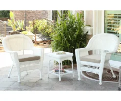 White 3-Piece Cushioned Patio All-Weather Wicker Chat Set 37 White 3-Piece Cushioned Patio All-Weather Wicker Chat Set -Household Items Sale 810478400 1