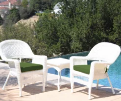 White 3-Piece Cushioned Patio All-Weather Wicker Chat Set 33 White 3-Piece Cushioned Patio All-Weather Wicker Chat Set -Household Items Sale 810478401