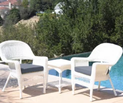 White 3-Piece Cushioned Patio All-Weather Wicker Chat Set 24 White 3-Piece Cushioned Patio All-Weather Wicker Chat Set -Household Items Sale 810478402