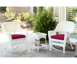 White 3-Piece Cushioned Patio All-Weather Wicker Chat Set 39 White 3-Piece Cushioned Patio All-Weather Wicker Chat Set -Household Items Sale 810478405 1