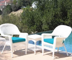 White 3-Piece Cushioned Patio All-Weather Wicker Chat Set 25 White 3-Piece Cushioned Patio All-Weather Wicker Chat Set -Household Items Sale 810478406