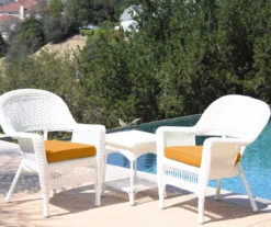 White 3-Piece Cushioned Patio All-Weather Wicker Chat Set 30 White 3-Piece Cushioned Patio All-Weather Wicker Chat Set -Household Items Sale 810478407