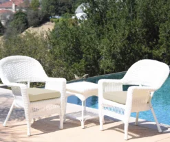 White 3-Piece Cushioned Patio All-Weather Wicker Chat Set 32 White 3-Piece Cushioned Patio All-Weather Wicker Chat Set -Household Items Sale 810478408