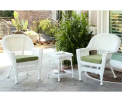 White 3-Piece Cushioned Patio All-Weather Wicker Chat Set 38 White 3-Piece Cushioned Patio All-Weather Wicker Chat Set -Household Items Sale 810478409 1