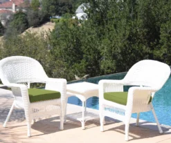 White 3-Piece Cushioned Patio All-Weather Wicker Chat Set 26 White 3-Piece Cushioned Patio All-Weather Wicker Chat Set -Household Items Sale 810478409