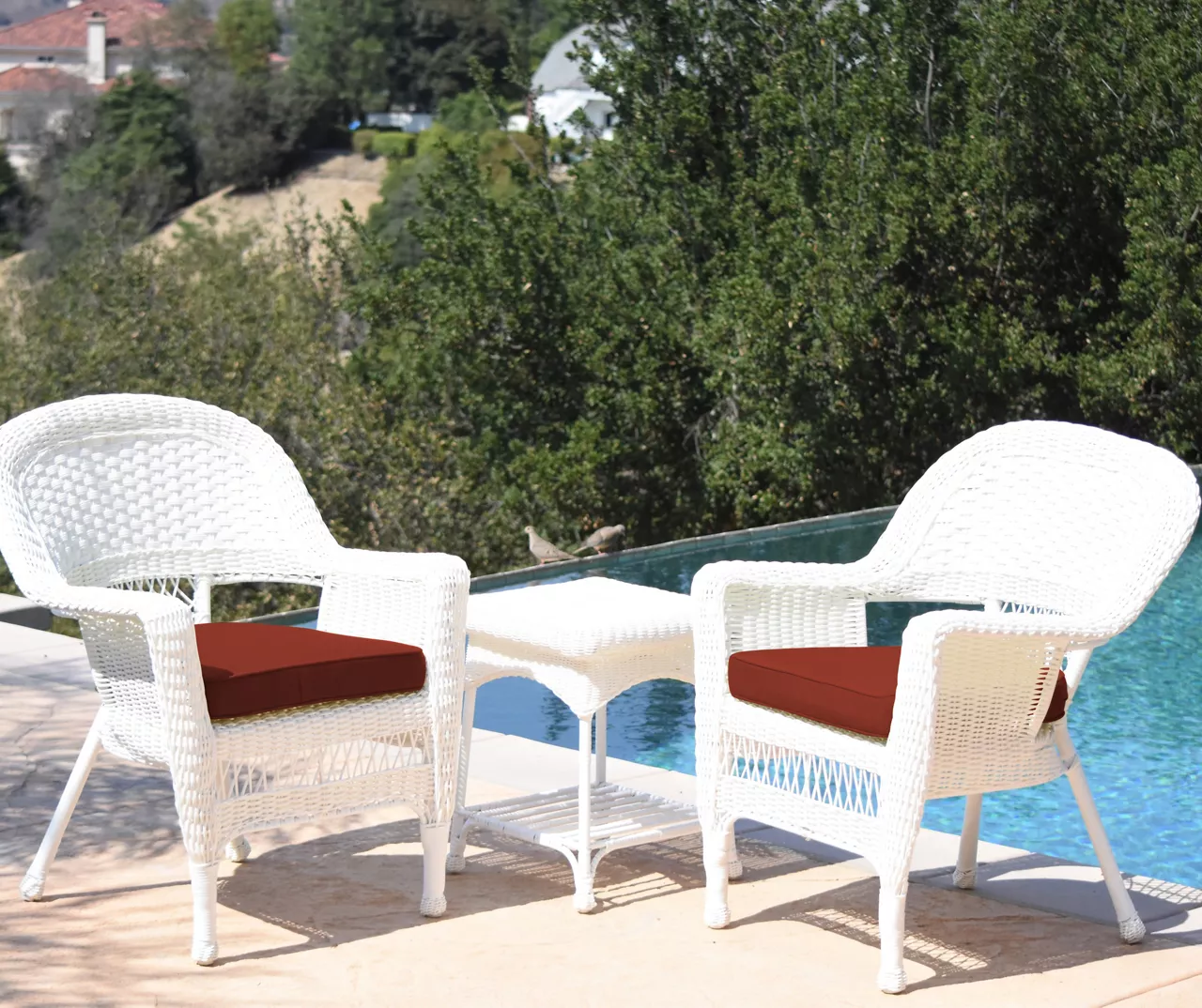 White 3-Piece Cushioned Patio All-Weather Wicker Chat Set 16 White 3-Piece Cushioned Patio All-Weather Wicker Chat Set - Image 14