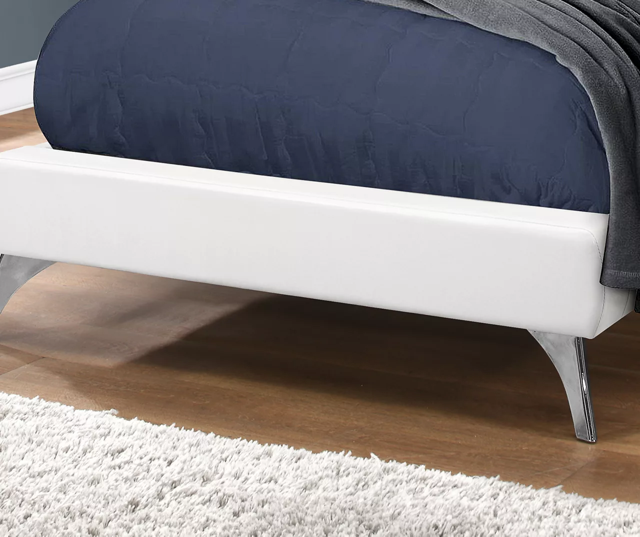 White Tufted Faux Leather Twin Upholstered Platform Bed 6 White Tufted Faux Leather Twin Upholstered Platform Bed - Image 4