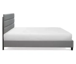 Gray Hudson King Upholstered Linen Fabric Bed -Household Items Sale 810513494 11