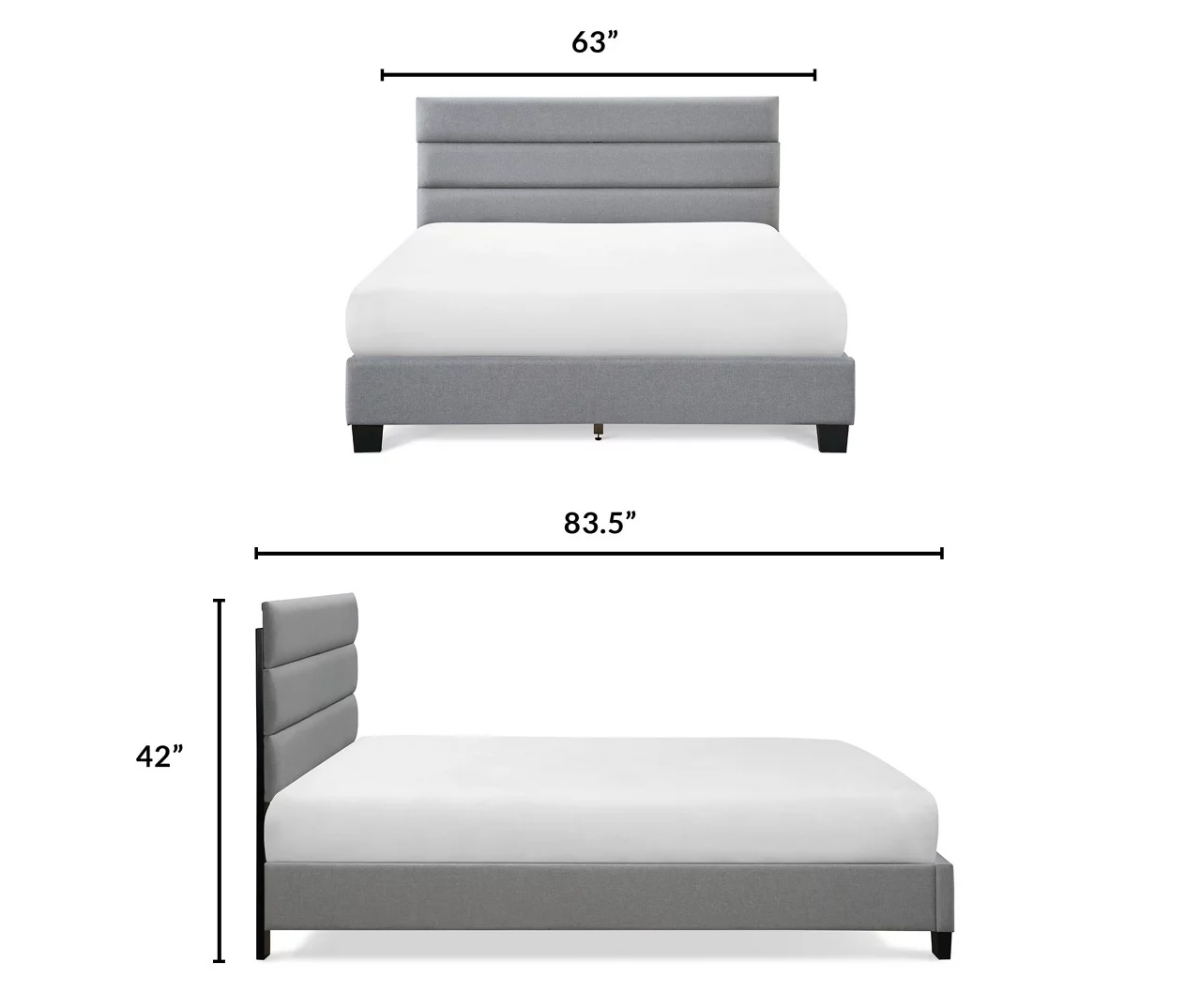 Gray Hudson Queen Upholstered Linen Fabric Bed 11 Gray Hudson Queen Upholstered Linen Fabric Bed - Image 9