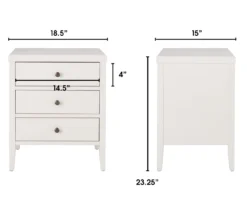 White Finley Wood 3-Drawer Nightstand -Household Items Sale 810513520 7