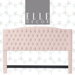 French Blush Pink Celeste Upholstered King Headboard -Household Items Sale 810513528